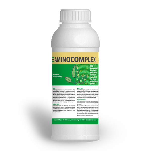 Aminocomplex - nawóz biostymulujący z aminokwasami i mikroelementami. Stosowanie nawozu zalecane jest w okresach występowania stresu biotycznego i abiotycznego.